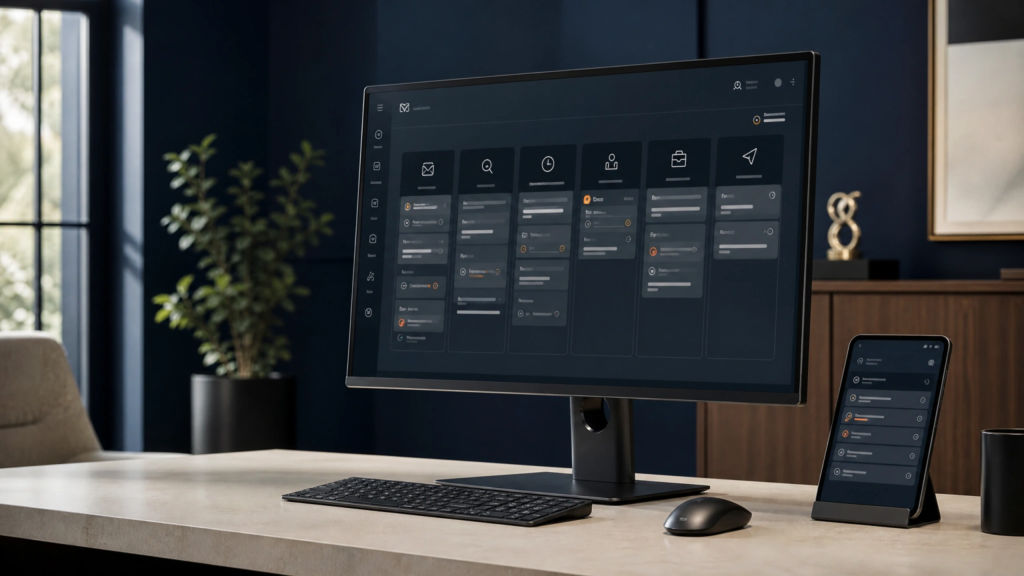 Digital law firm workflow dashboard for intake, matter tracking, and follow-up