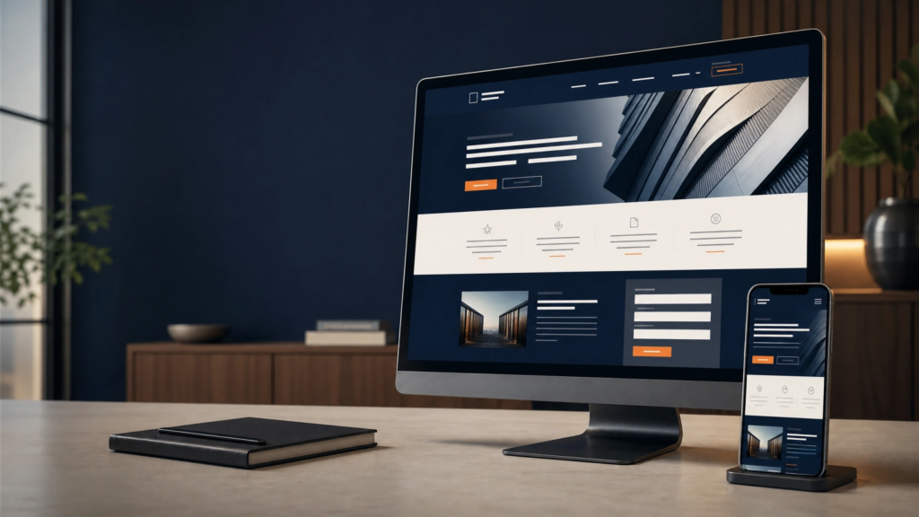 Modern small law firm website displayed on desktop and mobile screens
